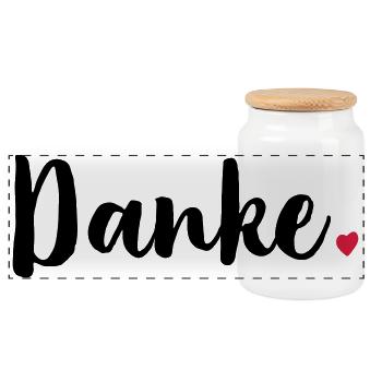 Danke Herz Geschenk Dankeschön - Panorama Keksdose mit Holzdeckel - Weiß - Vorne