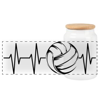 Volleyball Herzschlag Beachvolleyball Puls Symbol - Panorama Keksdose mit Holzdeckel - Weiß - Vorne