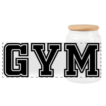 GYM Entraînement musculaire Fitness - Boîte à biscuits avec couvercle en bois - blanc - Devant
