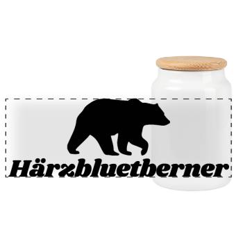 Härzbluetberner Bern Wappen - Panorama Keksdose mit Holzdeckel - Weiß - Vorne