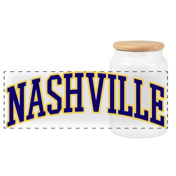 Nashville College Stil Logo - Panorama Keksdose mit Holzdeckel - Weiß - Vorne