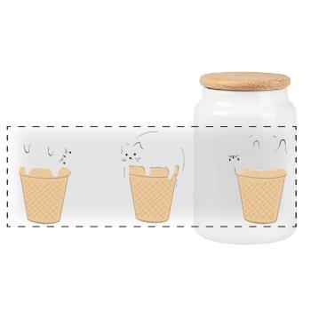 Glace Chat Bébé Glace - Boîte à biscuits avec couvercle en bois - blanc - Devant