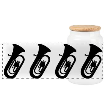 Tuba sketch - Panoramic Cookie Jar with Wooden Lid - white - Front