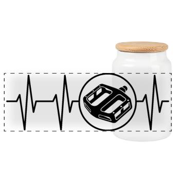 Heartbeat Bmx Pedal Pulse Bike Icon Freestyle - Panoramic Cookie Jar with Wooden Lid - white - Front