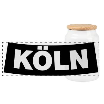 Köln Chapter Element 1C (JGA MC-Rocker-Style) - Panorama Keksdose mit Holzdeckel - Weiß - Vorne