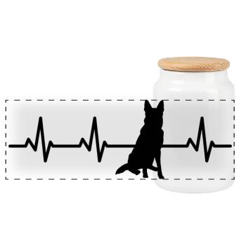 German Shepherd Heart Palpitations - Panoramic Cookie Jar with Wooden Lid - white - Front