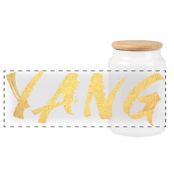 Yang Gold Yoga männlich om Namaste Meditation Yogi - Panorama Keksdose mit Holzdeckel - Weiß - Vorne