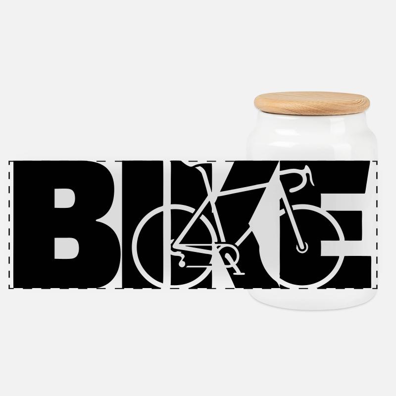 Fahrrad Rennrad - Panorama Keksdose mit Holzdeckel - Weiß