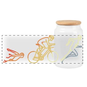 Triathlet Vintage Stil - Panorama Keksdose mit Holzdeckel - Weiß - Vorne