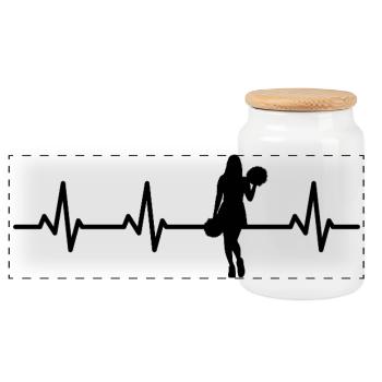 Ligne de cœur de pom-pom girl - Boîte à biscuits avec couvercle en bois - blanc - Devant