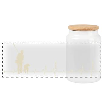 Battements de cœur avec une silhouette de chien - Boîte à biscuits avec couvercle en bois - blanc - Devant
