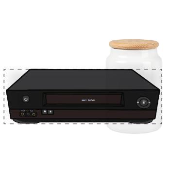 Retro vcr 80s and 90s Video Cassette - Panoramic Cookie Jar with Wooden Lid - white - Front