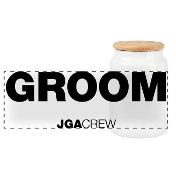 Bachelor party: Team groom (bachelor party) - Panoramic Cookie Jar with Wooden Lid - white - Front