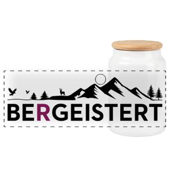 Motif Bergeistert, cadeau pour les randonneurs, montagnes - Boîte à biscuits avec couvercle en bois - blanc - Devant