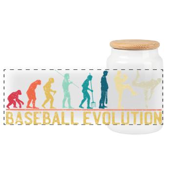 Baseball Evolution Illustration - Panoramic Cookie Jar with Wooden Lid - white - Front