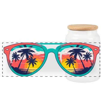 Sunset Palms Sunglasses  - Panoramic Cookie Jar with Wooden Lid - white - Front