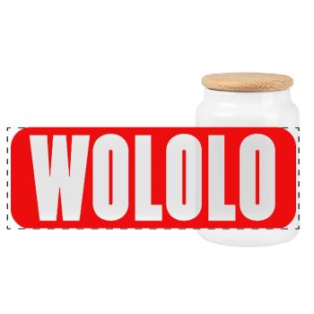 Wololo - 1a - Mobii_3 Edition - Red&White - Panoramic Cookie Jar with Wooden Lid - white - Front