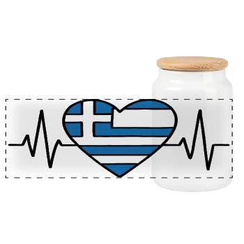 Grèce Heartbeat Ligne Drapeau Amour Voyage Design - Boîte à biscuits avec couvercle en bois - blanc - Devant