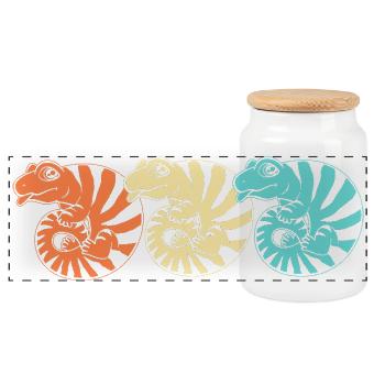 Langue bleue lézard - Boîte à biscuits avec couvercle en bois - blanc - Devant