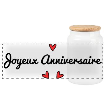 HAPPY BIRTHDAY. HAPPY BIRTHDAY. HEART. I LOVE - Panoramic Cookie Jar with Wooden Lid - white - Front