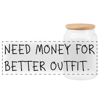 Need Money for Better Outfit - Panorama Keksdose mit Holzdeckel - Weiß - Vorne