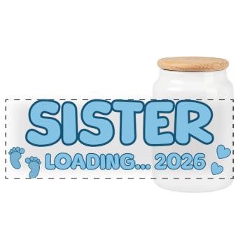 Sister Loading 2026 – Große Schwester - Panorama Keksdose mit Holzdeckel - Weiß - Vorne