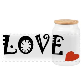 Amour - Boîte à biscuits avec couvercle en bois - blanc - Devant