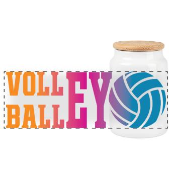 Colorful volleyball - Panoramic Cookie Jar with Wooden Lid - white - Front