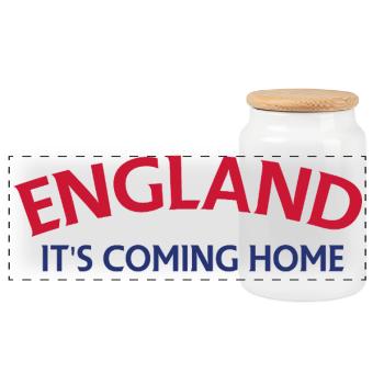 England Es kommt nach Hause Banner - Panorama Keksdose mit Holzdeckel - Weiß - Vorne