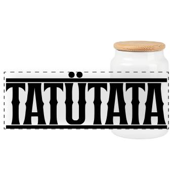 Tatuetata_motiv - Panoramic Cookie Jar with Wooden Lid - white - Front