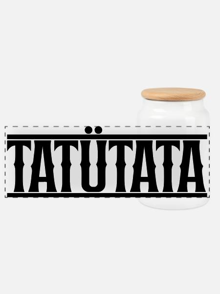 Tatuetata_motiv - Panoramic Cookie Jar with Wooden Lid - white