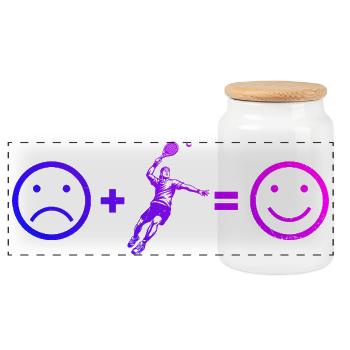 Padel motif with recognition value - Panoramic Cookie Jar with Wooden Lid - white - Front