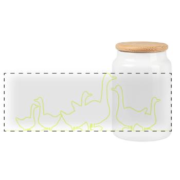Duck Family Line Art Neon - Panoramic Cookie Jar with Wooden Lid - white - Front