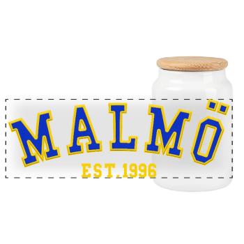 Malmö gegründet 1996 - Panorama Keksdose mit Holzdeckel - Weiß - Vorne