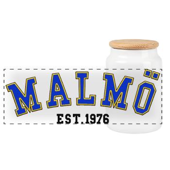 Malmö Est. 1976 - Panoramic Cookie Jar with Wooden Lid - white - Front