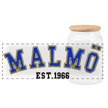 Malmö Est. 1966 - Panoramic Cookie Jar with Wooden Lid - white - Front