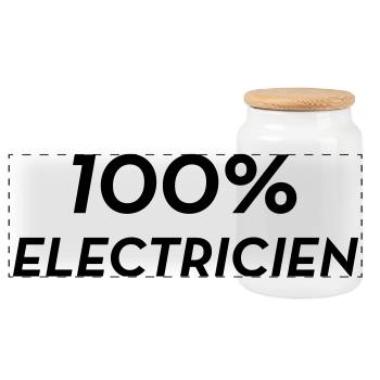100% Électricien : Expertise et NF C 15-100 - Boîte à biscuits avec couvercle en bois - blanc - Devant