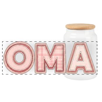 Patchwork d’idées d’idées de cadeaux en lettrage rétro pour grand-mère - Boîte à biscuits avec couvercle en bois - blanc - Devant