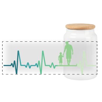 Father and Son Heartbeat Gift Dad Son - Panoramic Cookie Jar with Wooden Lid - white - Front