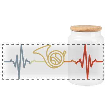 ECG vintage pour cor français - Boîte à biscuits avec couvercle en bois - blanc - Devant