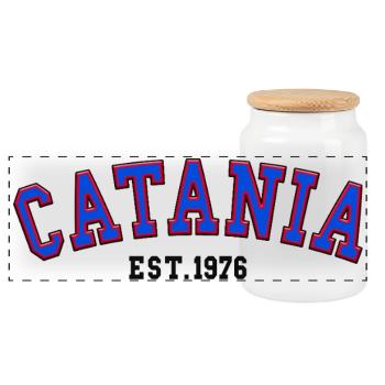 Catania Est. 1976 - Panoramic Cookie Jar with Wooden Lid - white - Front