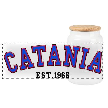 Catania Est. 1966 - Panoramic Cookie Jar with Wooden Lid - white - Front