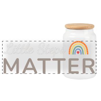 Little Steps Matter Rainbow Taupe - Panoramic Cookie Jar with Wooden Lid - white - Front