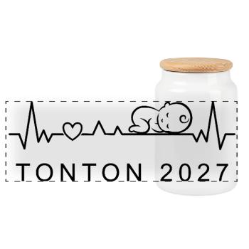 Futur Tonton 2027 Battement Cœur Annonce Grossesse - Panorama Keksdose mit Holzdeckel - Weiß - Vorne