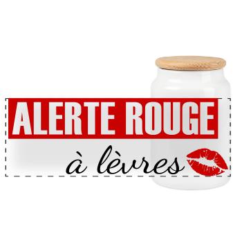 Alerte rouge à lèvres - Boîte à biscuits avec couvercle en bois - blanc - Devant