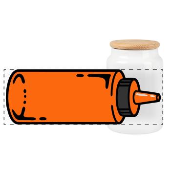 Sauce Bottle BBQ Grilling Ketchup Food Truck - Panoramic Cookie Jar with Wooden Lid - white - Front