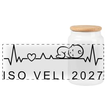 Je vais devenir un grand frère 2027 Heartbeat Finnish - Boîte à biscuits avec couvercle en bois - blanc - Devant