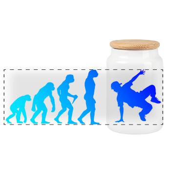 Geschenkidee für einen Hip-Hop-Tänzer mit Breaking - Panorama Keksdose mit Holzdeckel - Weiß - Vorne