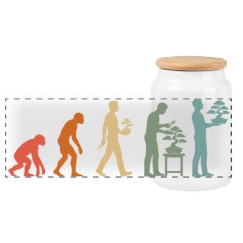 Évolution vintage de la plante japonaise de bonsaï - Boîte à biscuits avec couvercle en bois - blanc - Devant