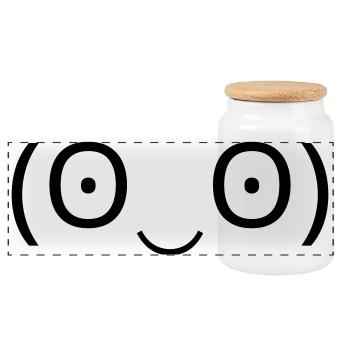 Émoticône stupéfait (ʘ‿ʘ) grands yeux - Boîte à biscuits avec couvercle en bois - blanc - Devant